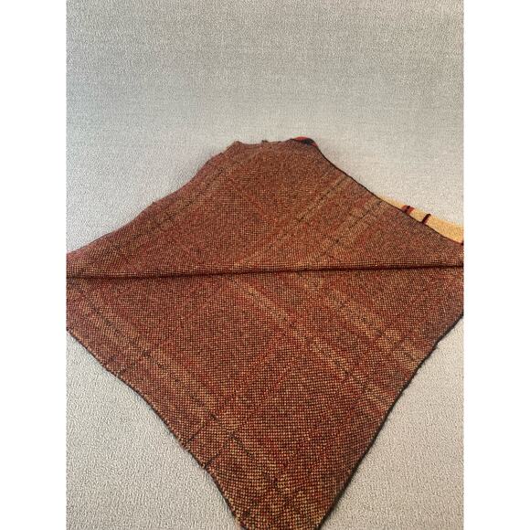 Chicos Poncho Sweater Cowl Neck Plaid Shine Camel Sequin Holiday Size S/M - Picture 4 of 9